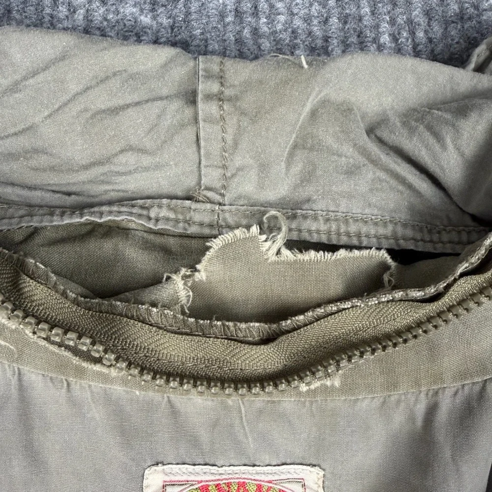 Vtg Banana Republic Safari Vest Mens XL Khaki Zip Hood Utility Fishing Cotton